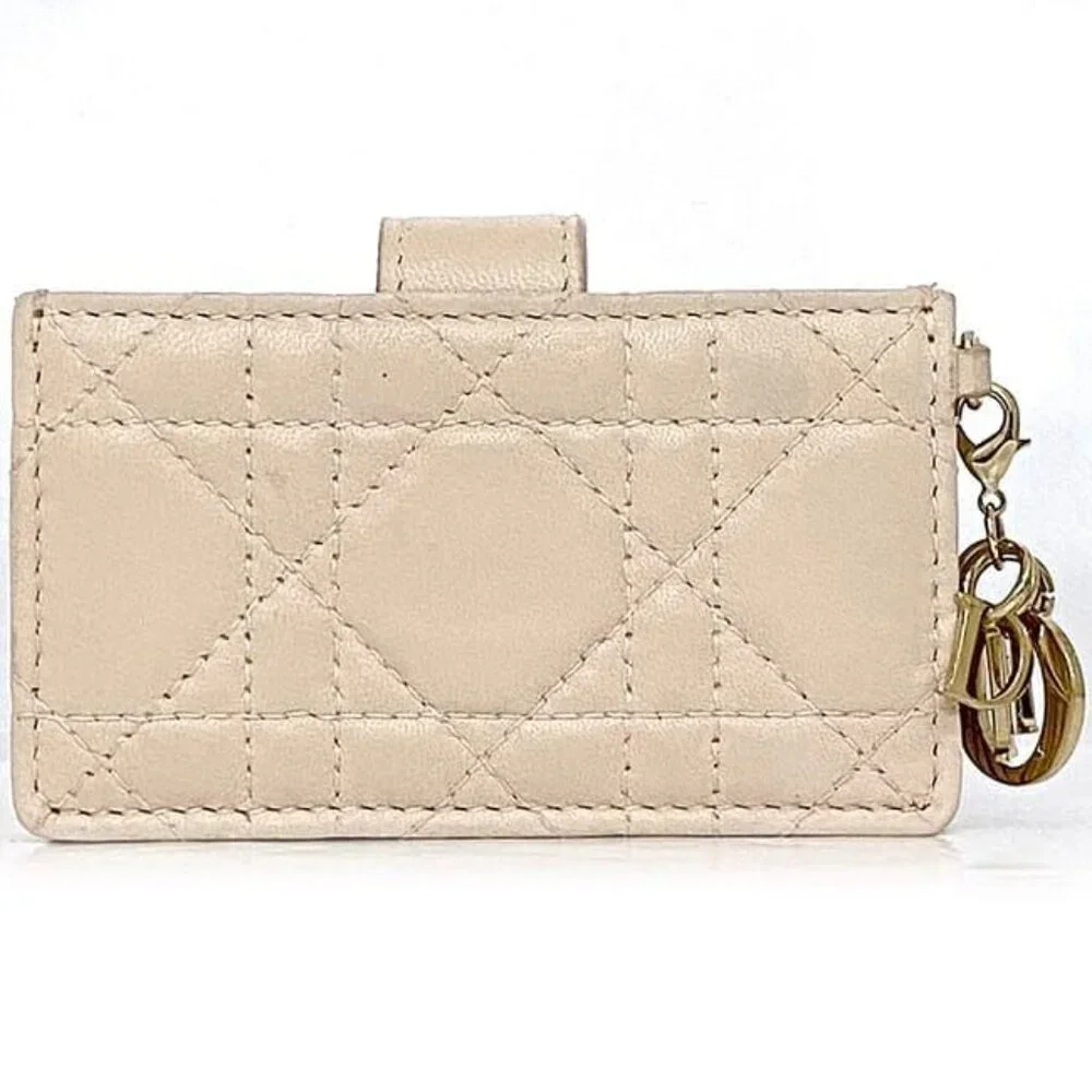 Christian Dior Card Case Beige Lady Dior Cannage